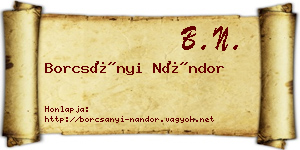 Borcsányi Nándor névjegykártya